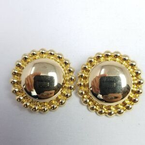 Vintage Sarah Coventry Round Dome Clip On Earrings, Gold Tone Retro 80s Style